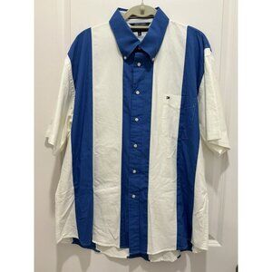Tommy Hilfiger Button Down XL Mens Royal White Short Sleeve Casual Vacation